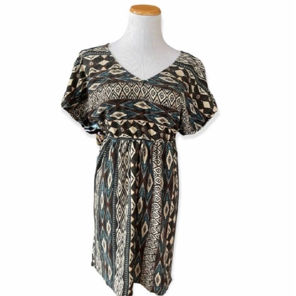 NWT Womens Hot & Delicious Aztec Tribal Lightweight Sweater Dress - Sz L